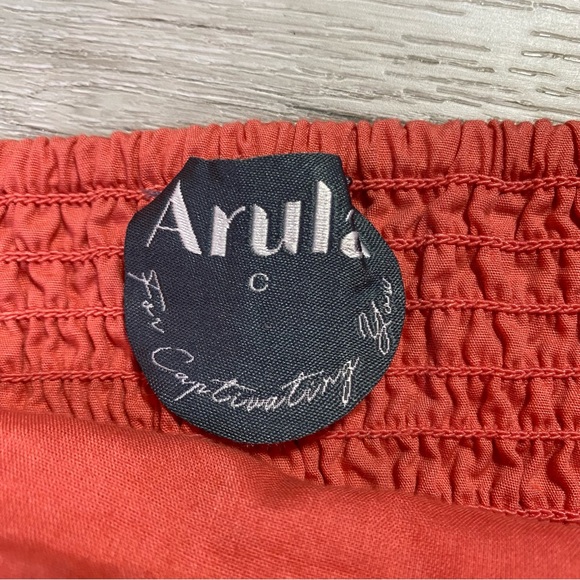 Arula Coral Cropped Flutter Scalloped Sleeve Square Neck Top, Size C (3X, 22/24) - Picture 6 of 8